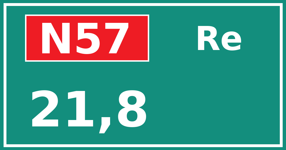 Hectometerbord N57 21,8 zijde Re