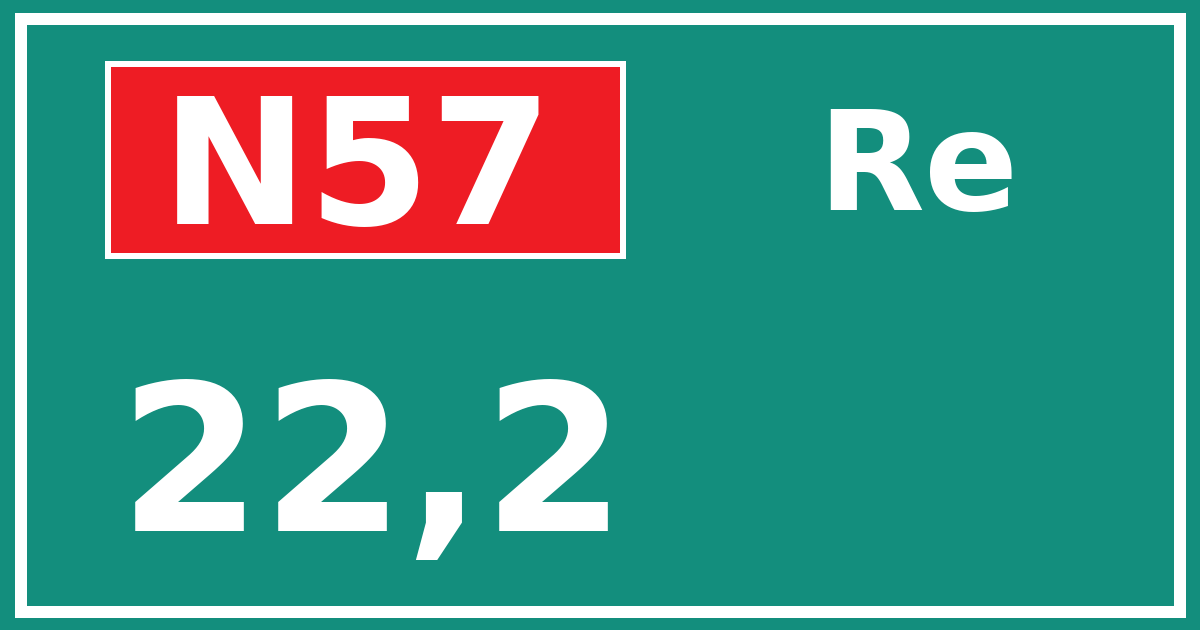 Hectometerbord N57 22,2 zijde Re