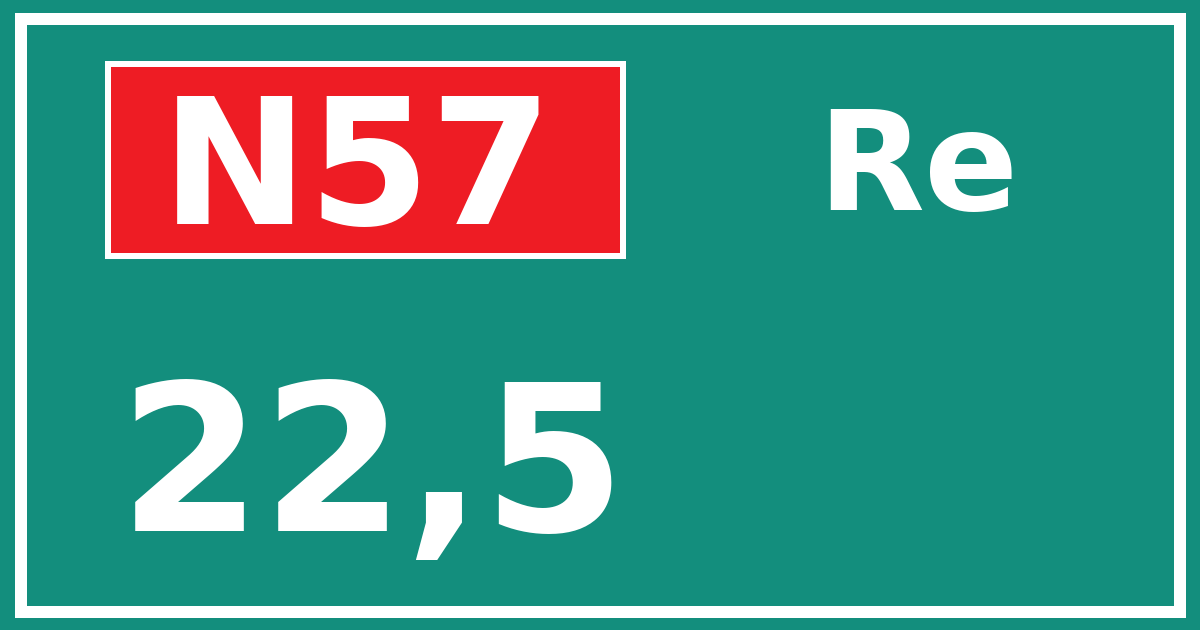 Hectometerbord N57 22,5 zijde Re