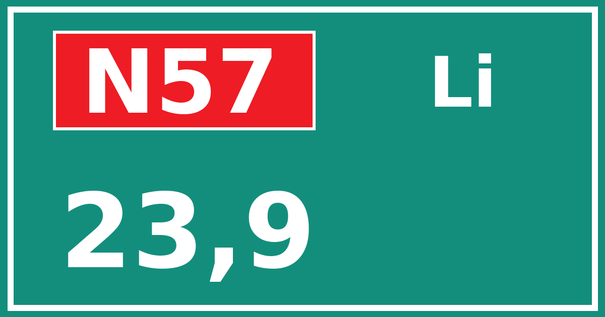 Hectometerbord N57 23,9 zijde Li
