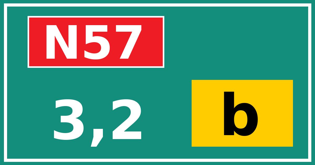 Hectometerbord N57 3,2 letter b