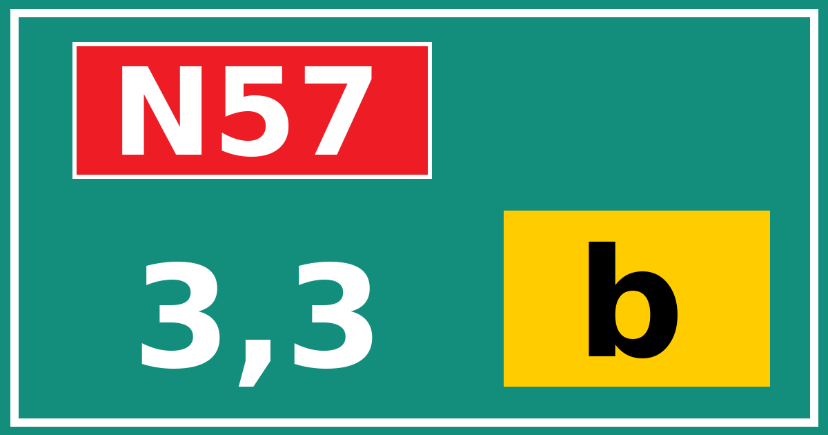 Hectometerbord N57 3,3 letter b