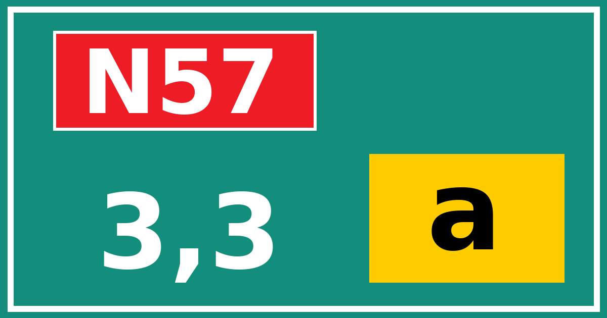 Hectometerbord N57 3,3 letter a