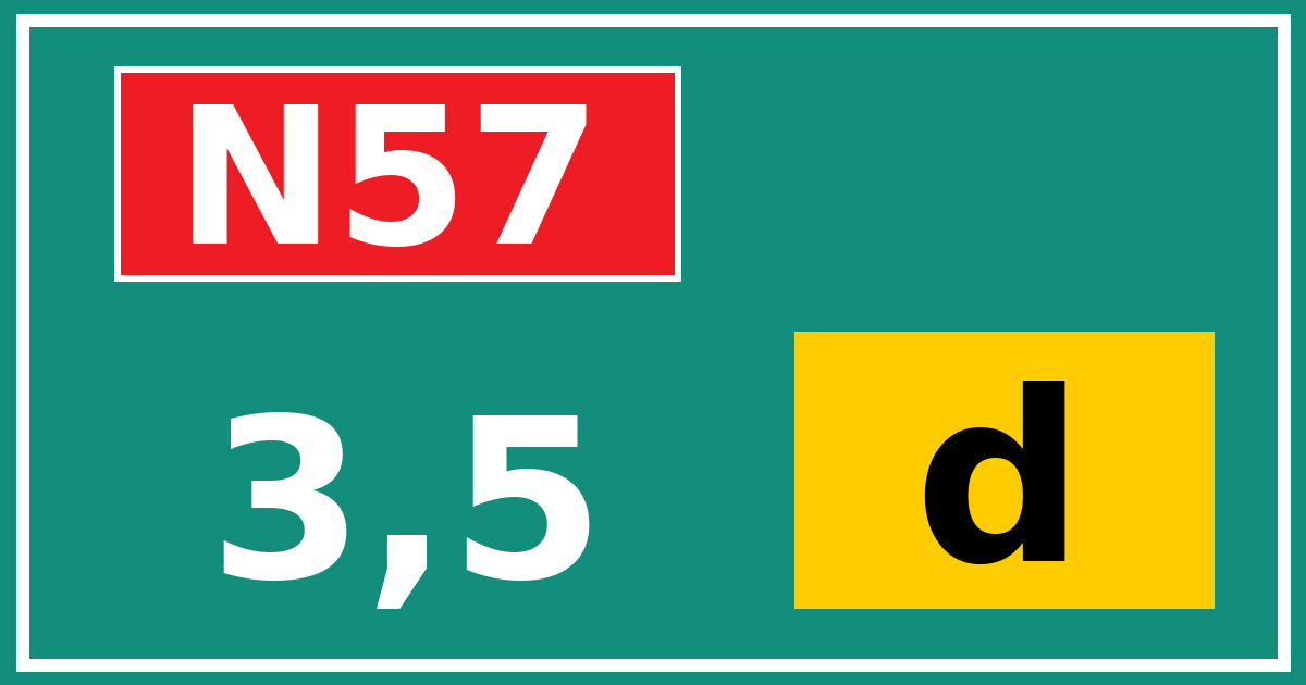 Hectometerbord N57 3,5 letter d