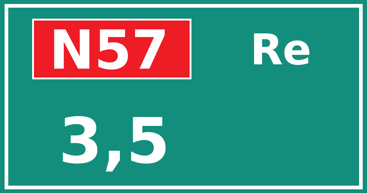 Hectometerbord N57 3,5 zijde Re