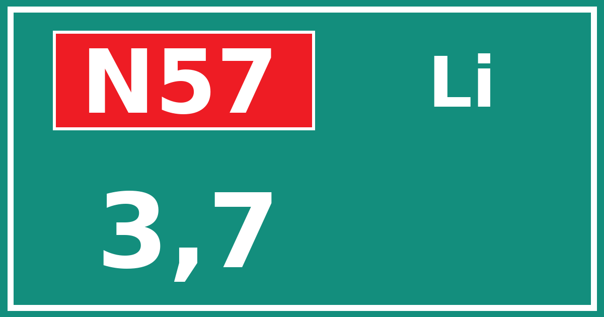 Hectometerbord N57 3,7 zijde Li