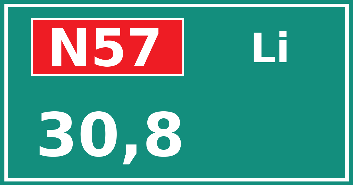 Hectometerbord N57 30,8 zijde Li