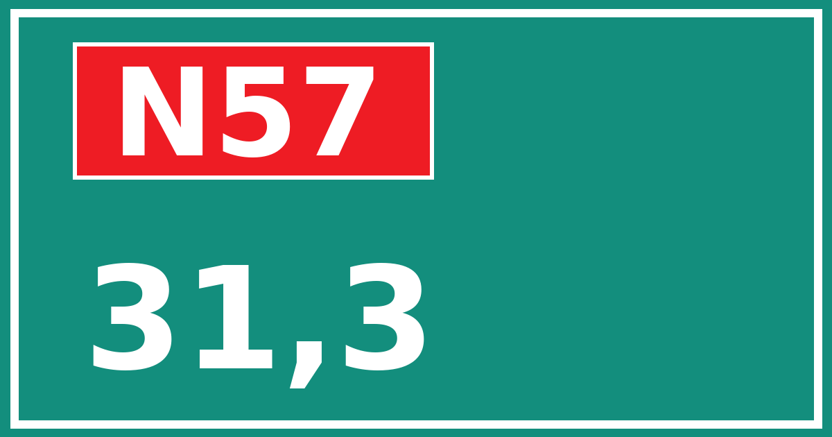 Hectometerbord N57 31,3