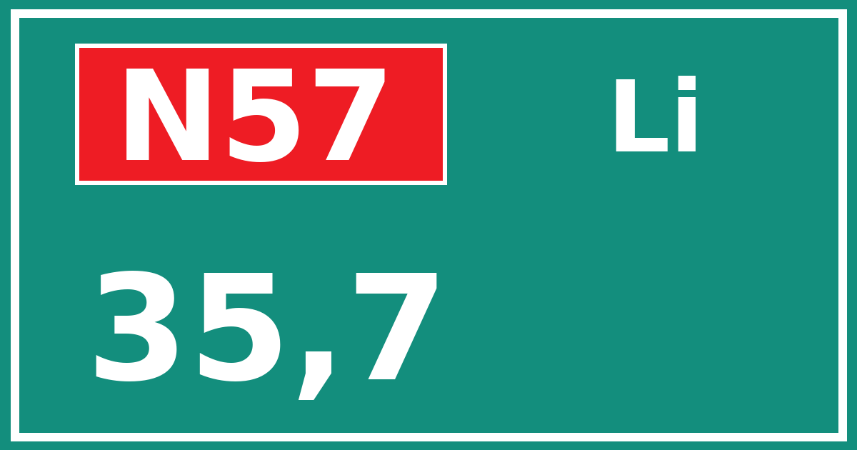 Hectometerbord N57 35,7 zijde Li