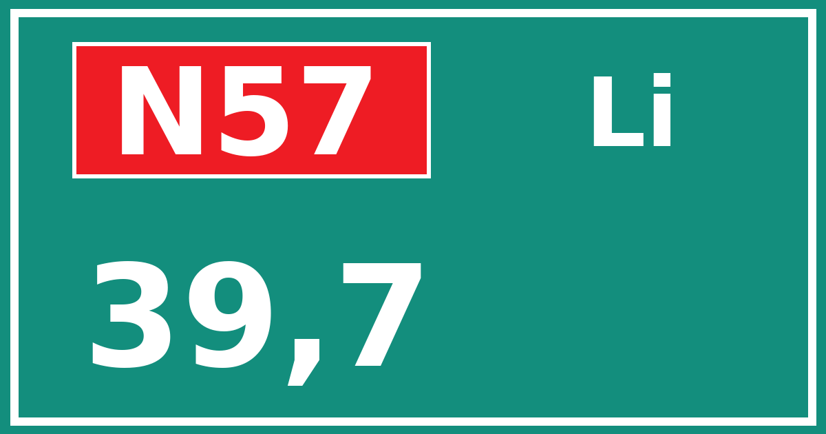 Hectometerbord N57 39,7 zijde Li