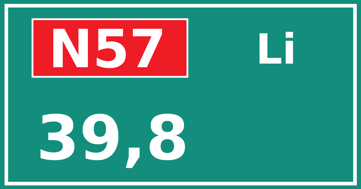 Hectometerbord N57 39,8 zijde Li