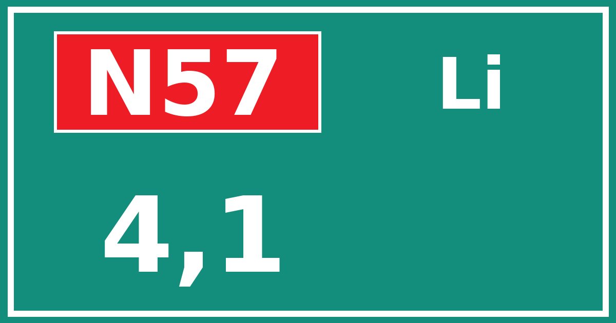 Hectometerbord N57 4,1 zijde Li