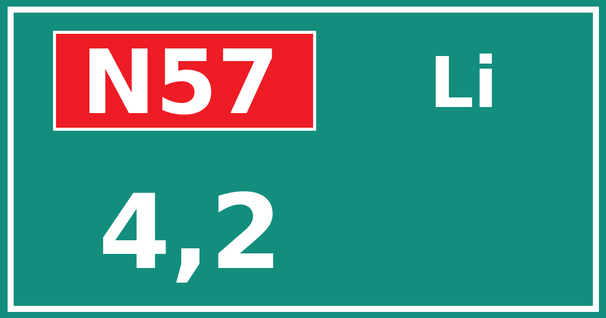 Hectometerbord N57 4,2 zijde Li