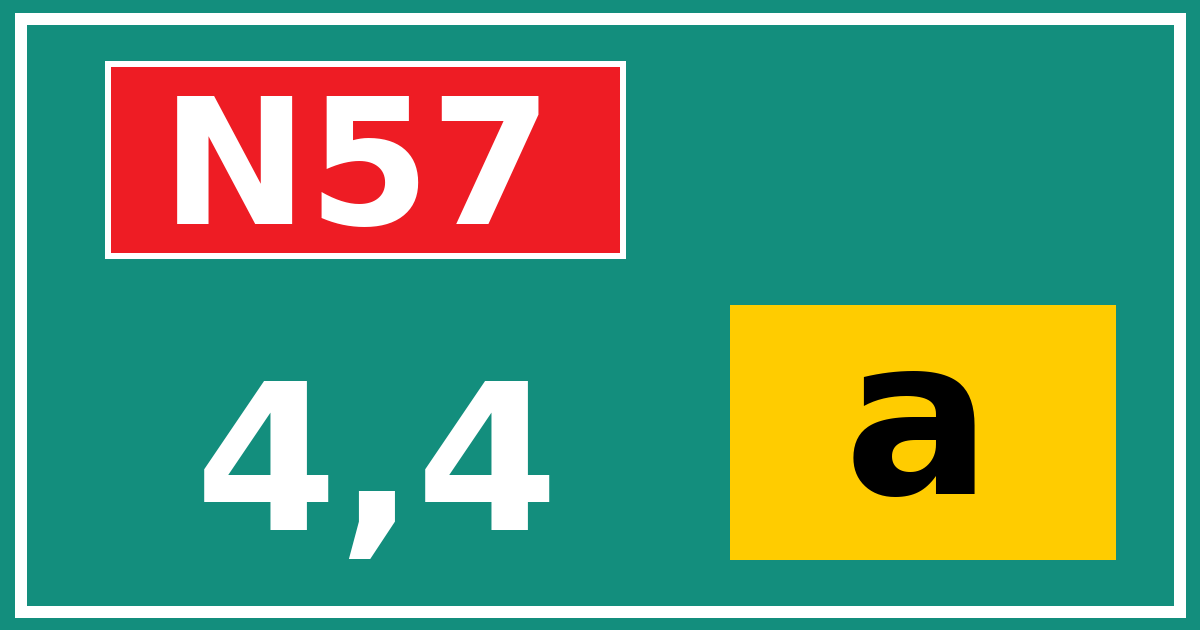 Hectometerbord N57 4,4 letter a