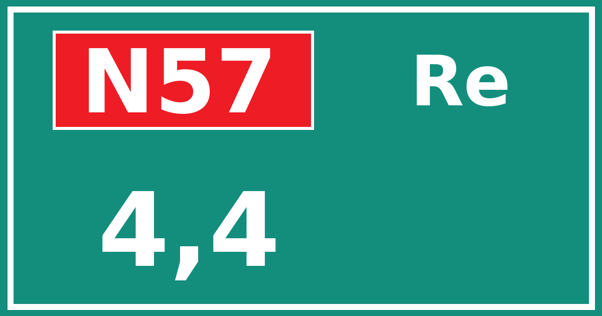 Hectometerbord N57 4,4 zijde Re