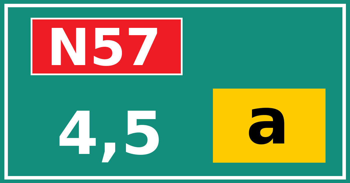 Hectometerbord N57 4,5 letter a
