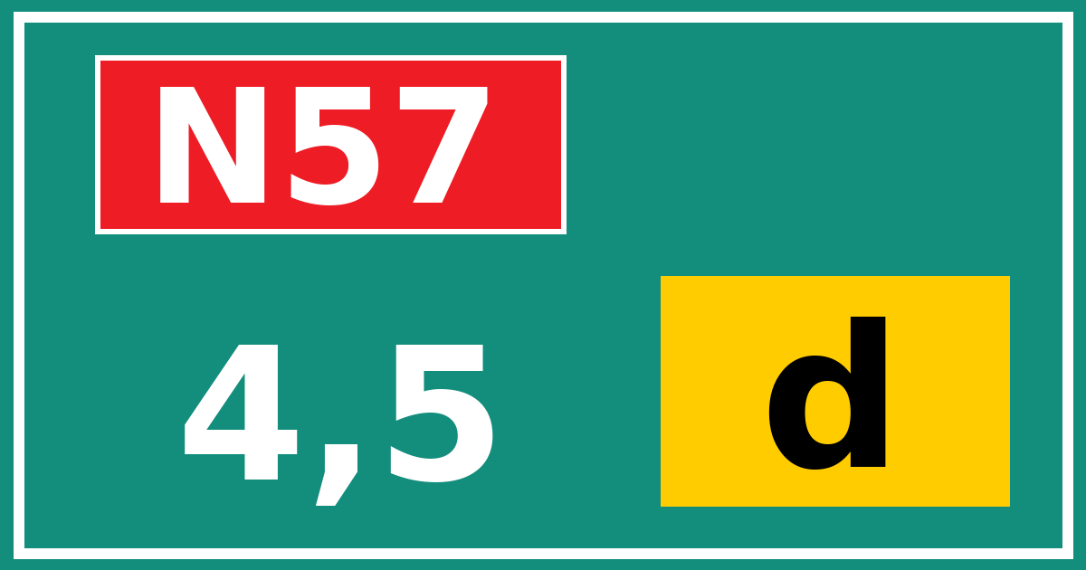 Hectometerbord N57 4,5 letter d