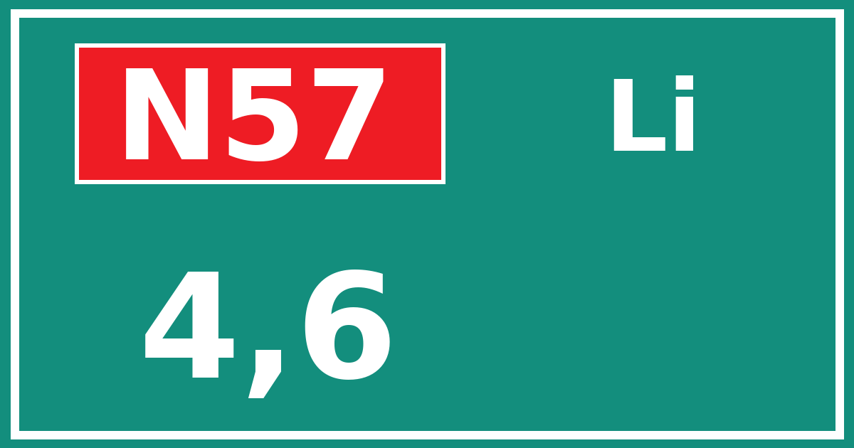 Hectometerbord N57 4,6 zijde Li