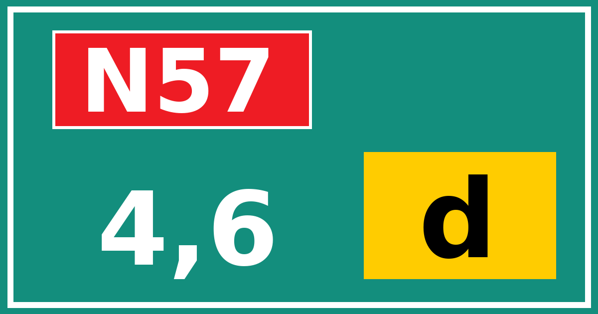 Hectometerbord N57 4,6 letter d