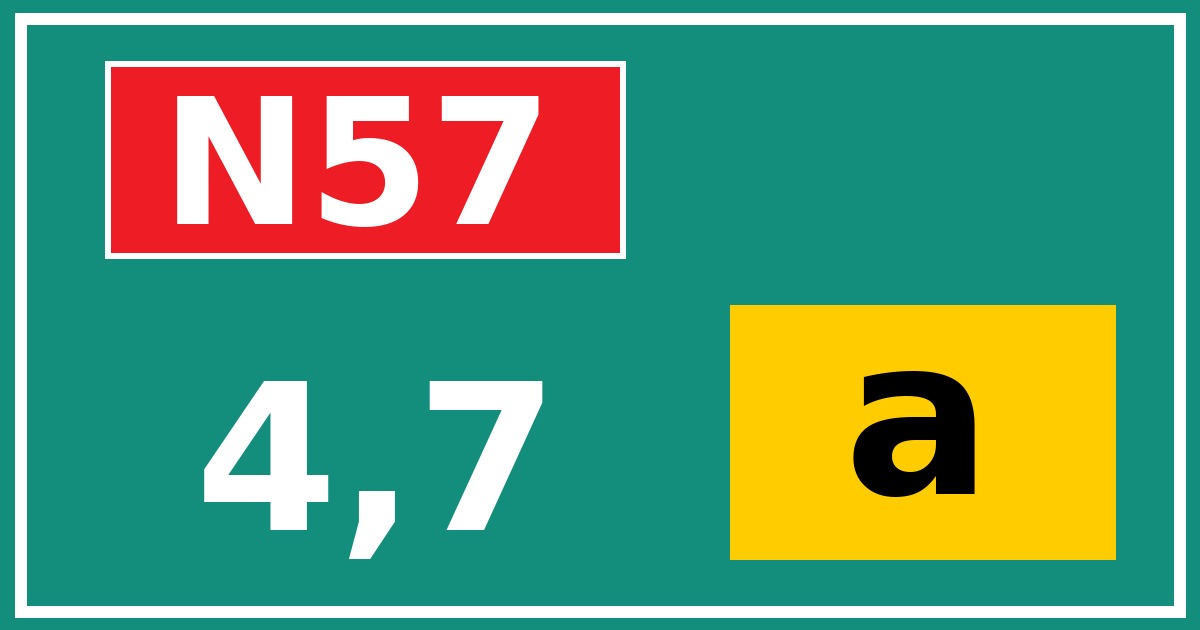 Hectometerbord N57 4,7 letter a