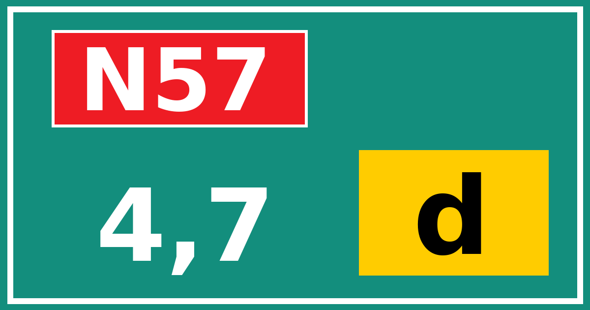 Hectometerbord N57 4,7 letter d