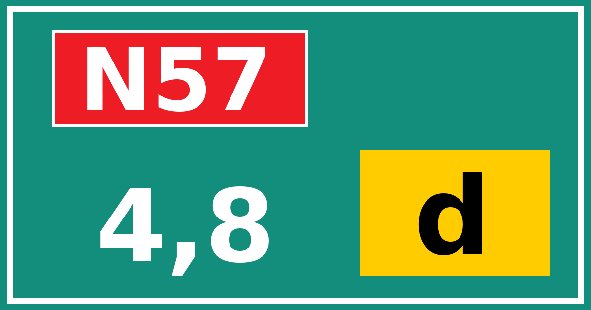 Hectometerbord N57 4,8 letter d