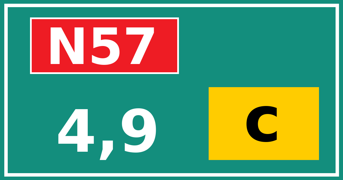 Hectometerbord N57 4,9 letter c