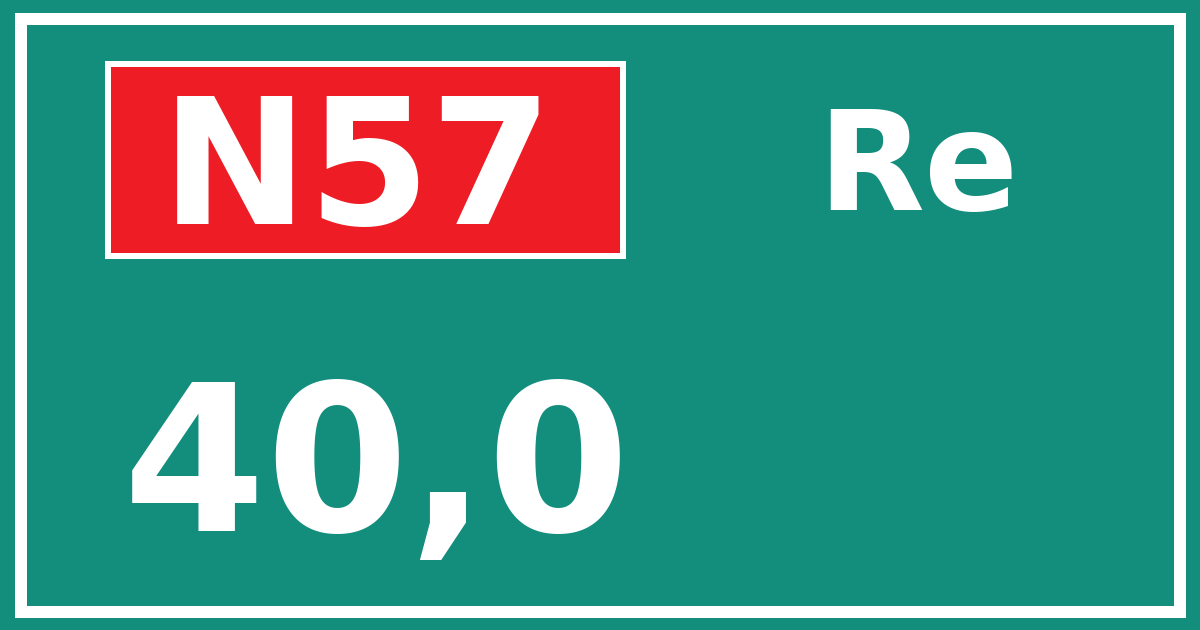 Hectometerbord N57 40,0 zijde Re