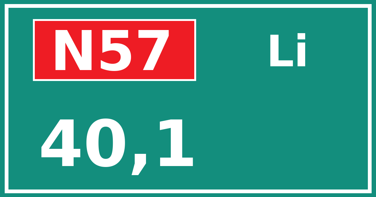 Hectometerbord N57 40,1 zijde Li