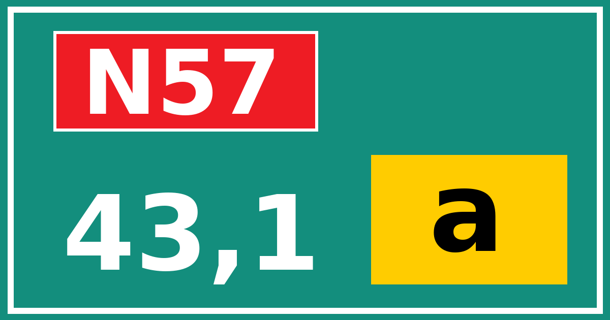 Hectometerbord N57 43,1 letter a