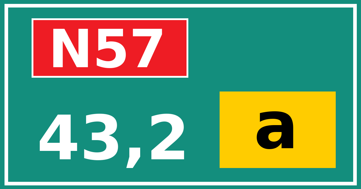 Hectometerbord N57 43,2 letter a