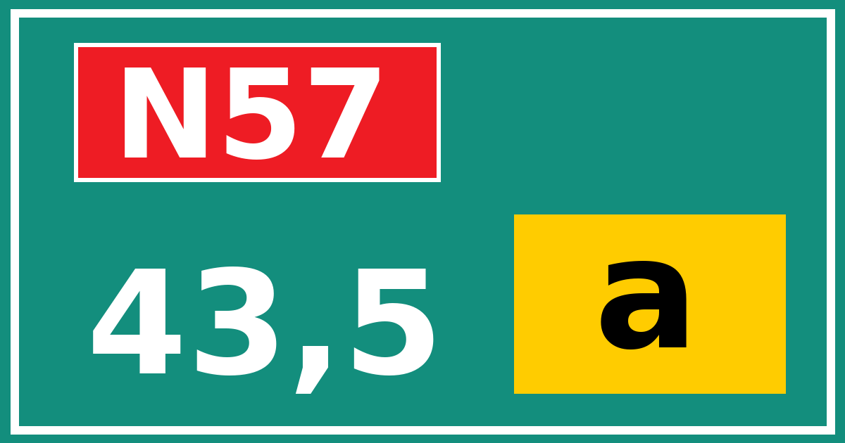 Hectometerbord N57 43,5 letter a