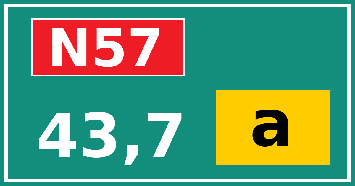 Hectometerbord N57 43,7 letter a