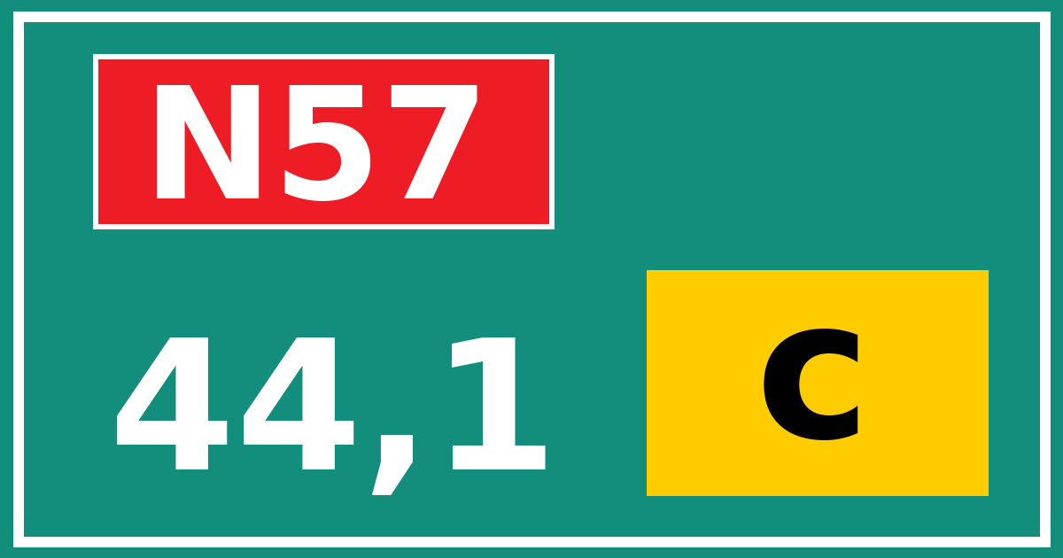 Hectometerbord N57 44,1 letter c