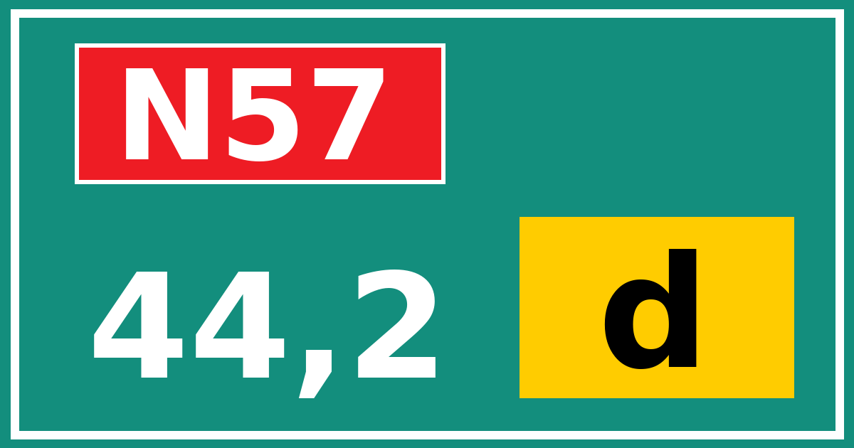 Hectometerbord N57 44,2 letter d