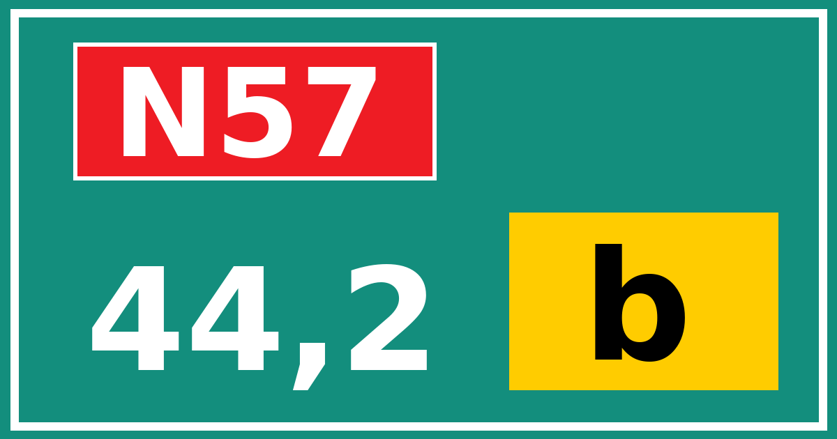 Hectometerbord N57 44,2 letter b