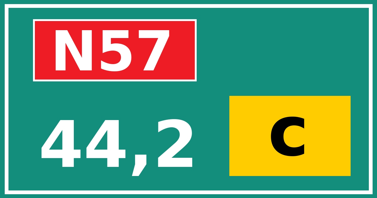 Hectometerbord N57 44,2 letter c