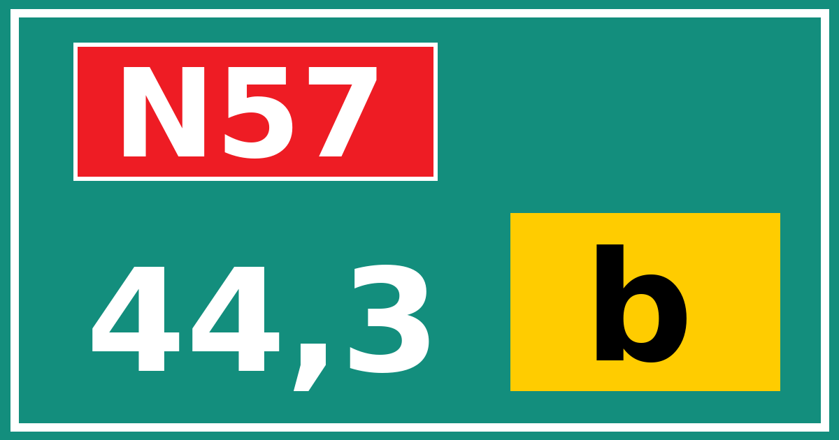 Hectometerbord N57 44,3 letter b