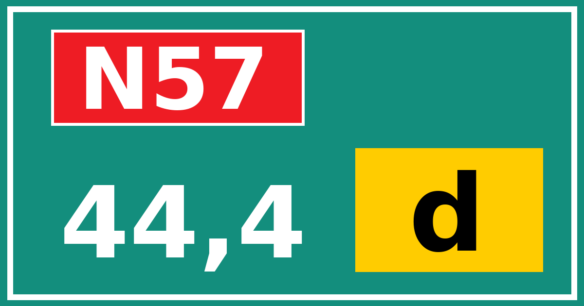 Hectometerbord N57 44,4 letter d