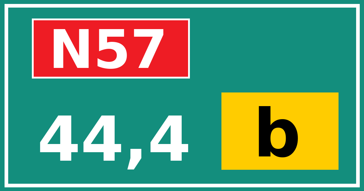 Hectometerbord N57 44,4 letter b