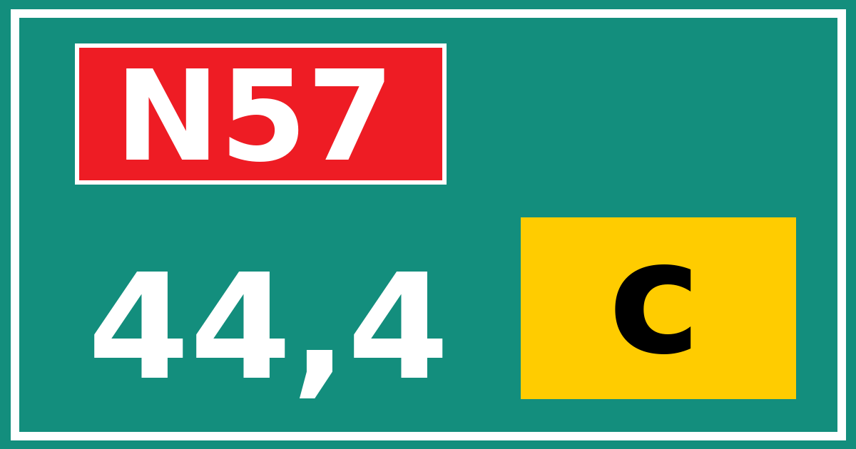 Hectometerbord N57 44,4 letter c
