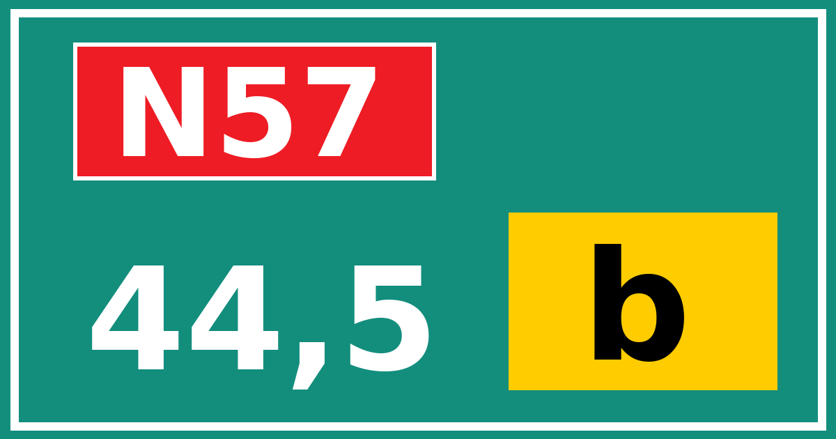 Hectometerbord N57 44,5 letter b
