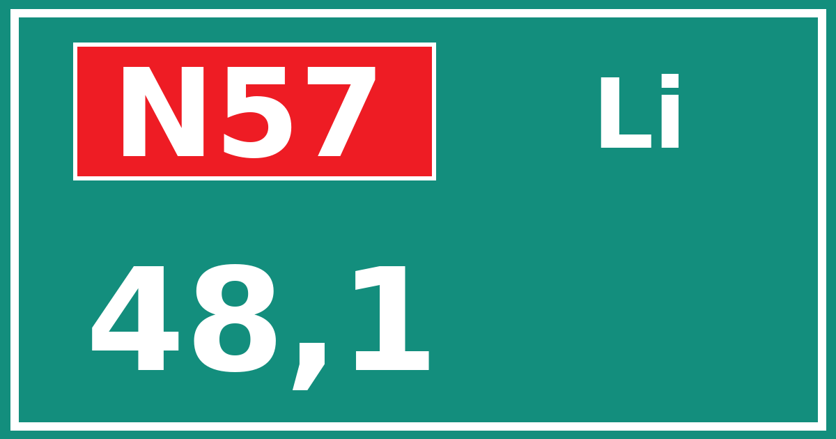 Hectometerbord N57 48,1 zijde Li
