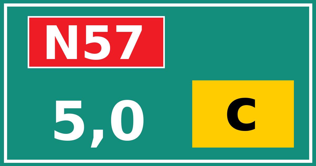 Hectometerbord N57 5,0 letter c