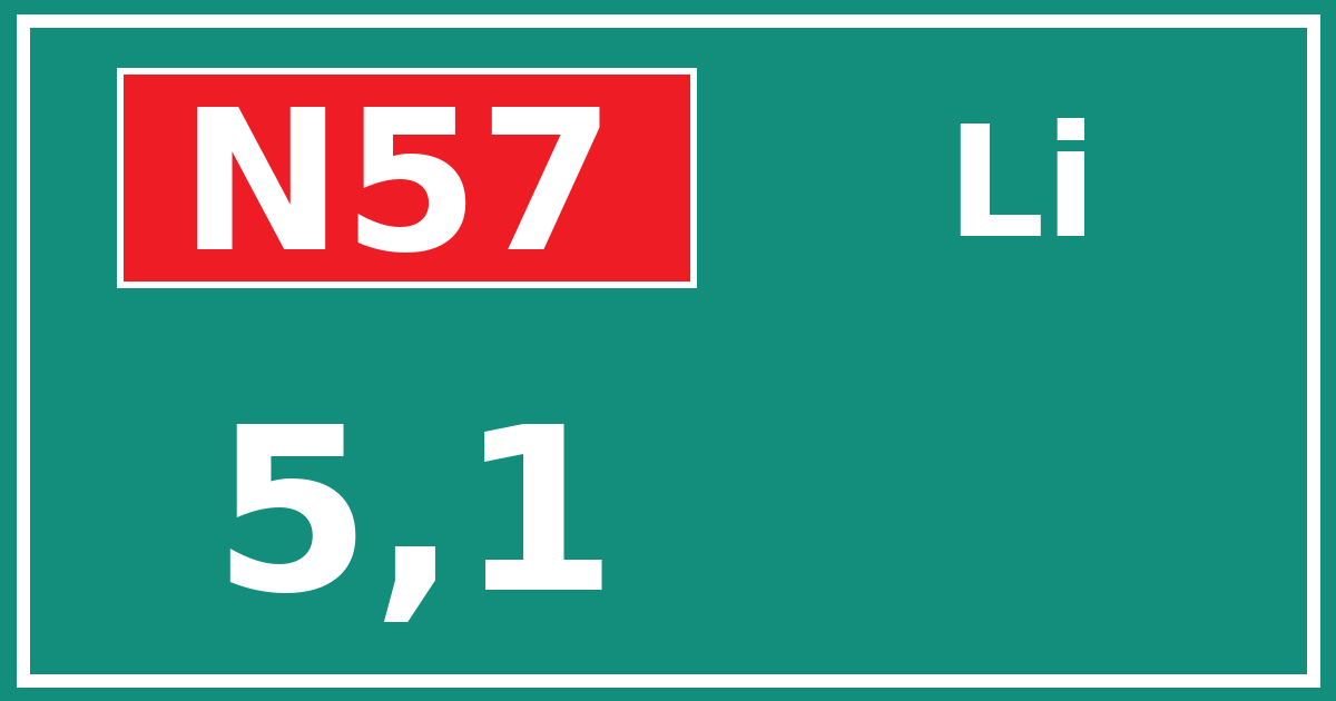Hectometerbord N57 5,1 zijde Li