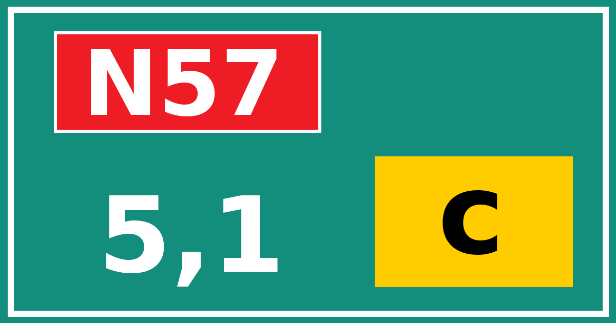 Hectometerbord N57 5,1 letter c