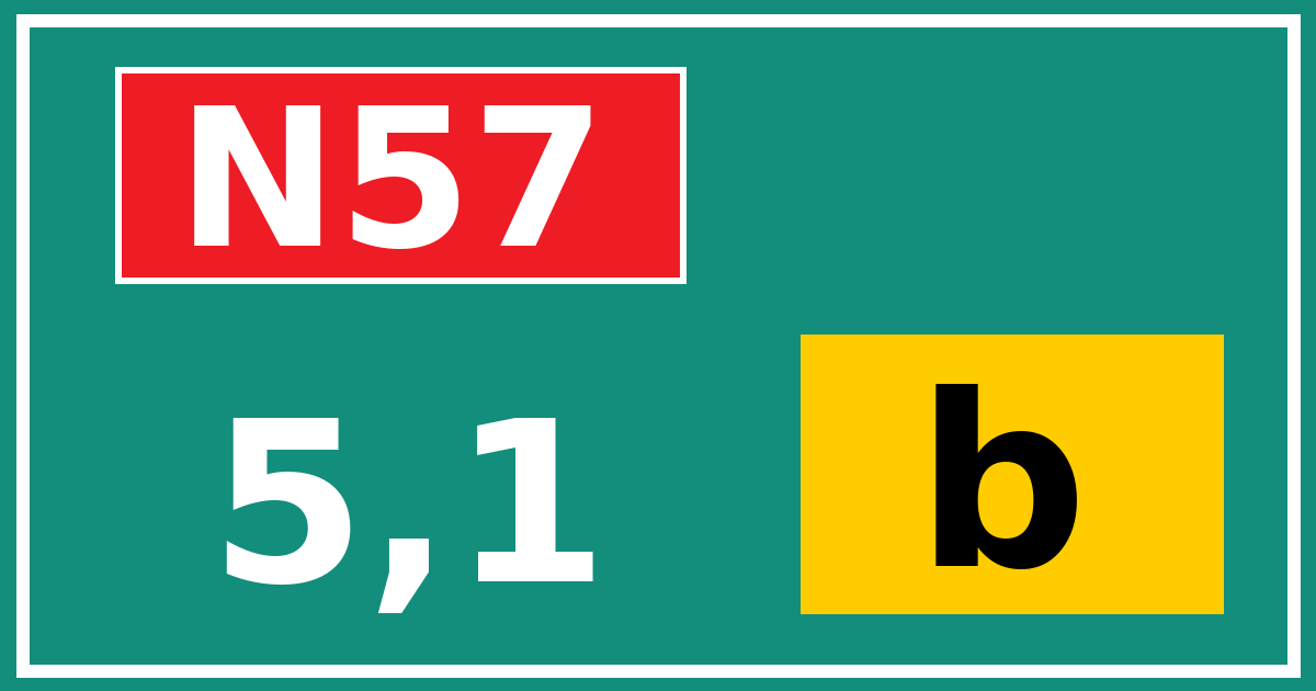 Hectometerbord N57 5,1 letter b