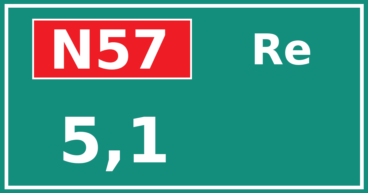Hectometerbord N57 5,1 zijde Re