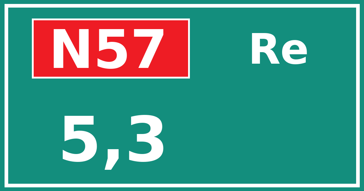 Hectometerbord N57 5,3 zijde Re