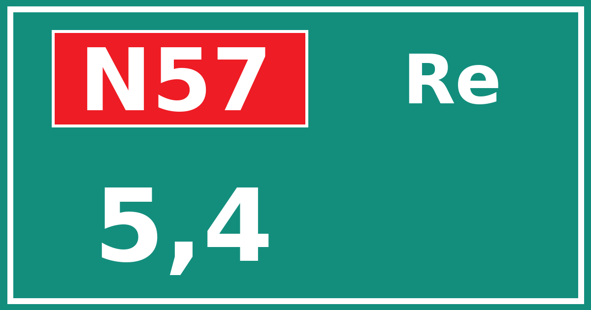 Hectometerbord N57 5,4 zijde Re